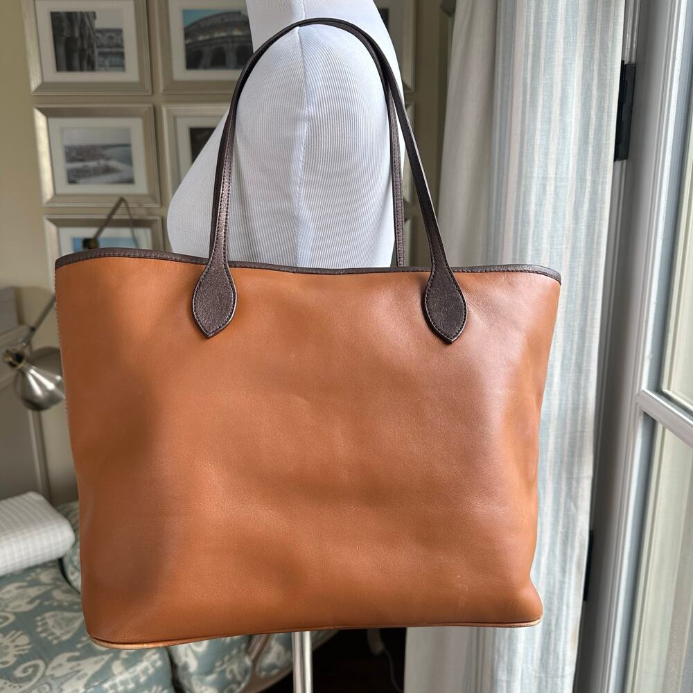 Genuine Leather Tote Batik Print Fabric Lined Handmade